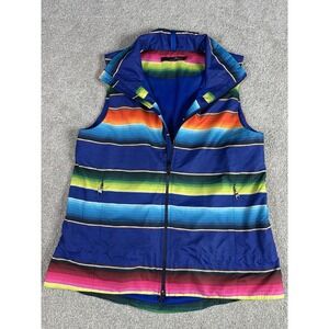 Ralph Lauren RLX Full Zip Vest Size S Multi Color Stripes Colorful Cinch‎ Waist
